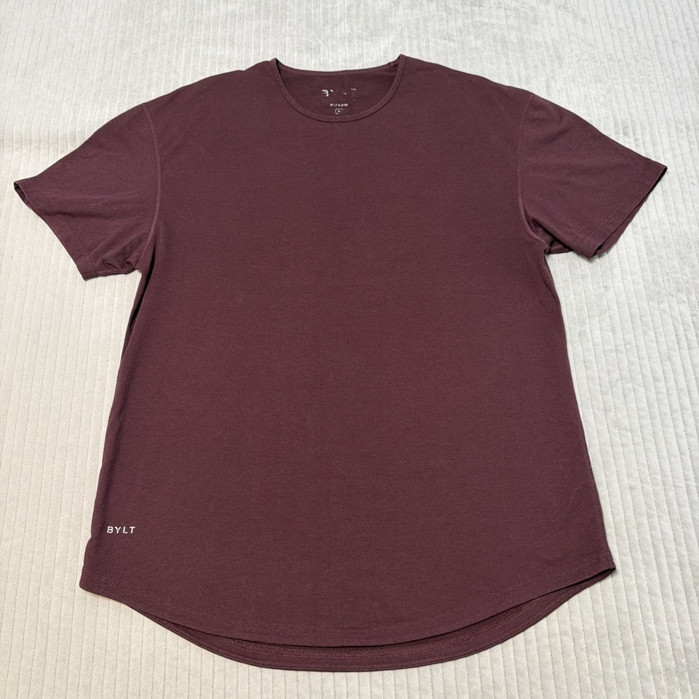 BYLT Shirt Mens XLarge Maroon Drop Cut S/S BYLT Blend Stretch Crew Tee